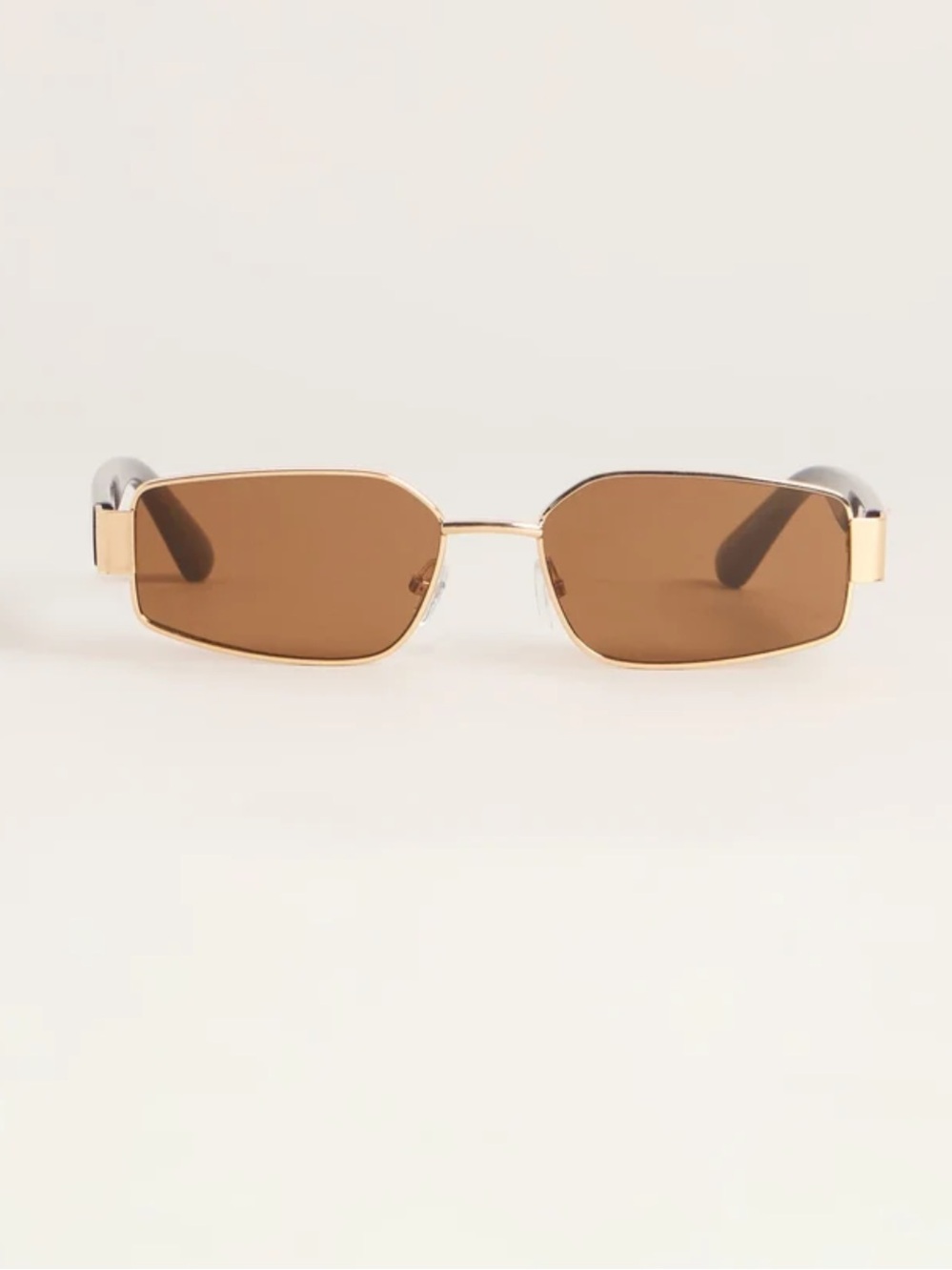 Windsor Gold Frame Brown Lens Rectangular Sunglasses